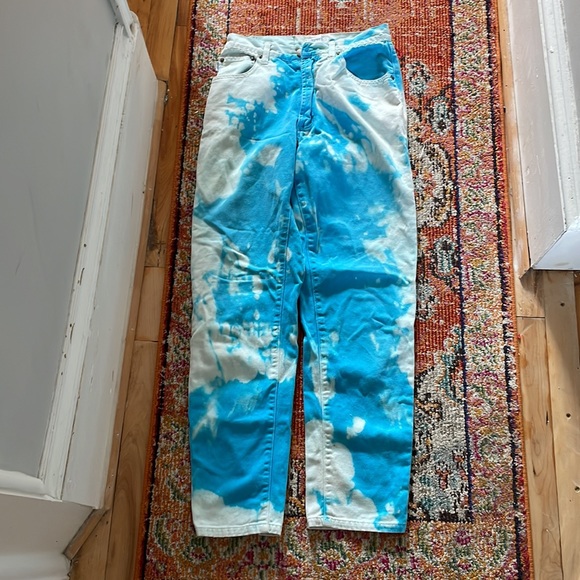 Vintage ESPRIT vibrant turquoise denim mom jean hand painted!! - Picture 9 of 16